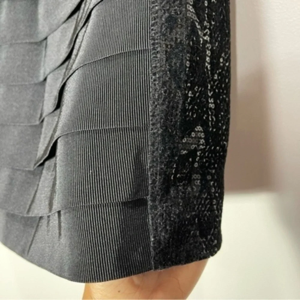 Tory Burch black mini bandage skirt with glitter side panels Size M